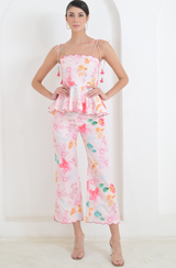 Pink Linen Print Co Ord Set