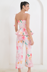 Pink Linen Print Co Ord Set