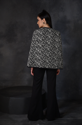 Black & White Embroidered Cape Set