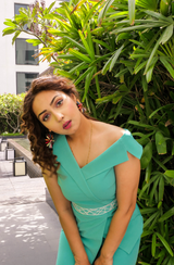 ANCHAL BHARDWAJ in Aqua Co Ord Set With Embroidered Belt