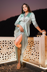 Cold Shoulder Embroidered Gown