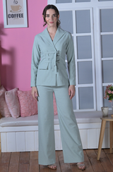 Baby Blue Linen Blazer Pant Set