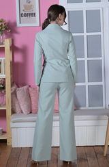 Baby Blue Linen Blazer Pant Set