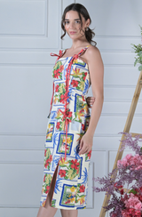 Tropical Lace Up Maxi Dress