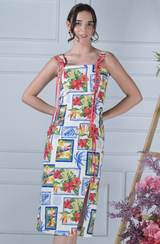 Tropical Lace Up Maxi Dress