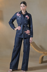 Blue Denim Floral Patch Set