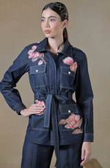 Blue Denim Floral Patch Set