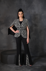 Black & White Embroidered Cape Set