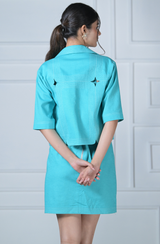 Blue Linen Cut Out Dress & Jacket