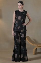 Black Floral Denim Co Ord Set