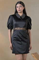 Black Embroidered Mini Dress