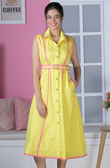 Sunshine Yellow Piping Dress
