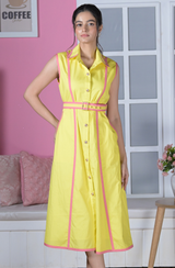 Sunshine Yellow Piping Dress
