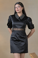 Black Embroidered Mini Dress