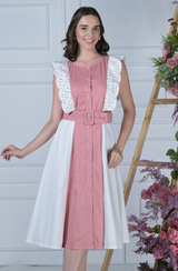 Pink & White Scallop Edge Dress