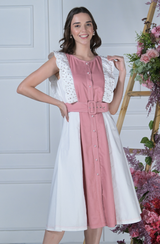 Pink & White Scallop Edge Dress