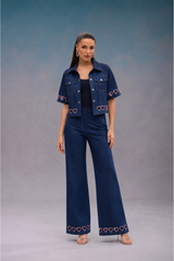 Blue Heart Cutwork Co Ord Set