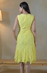 Yellow Embroidered Asymmetrical Dress
