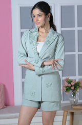 Baby Blue Linen Shorts Set