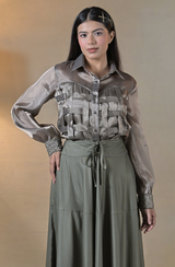 Olive Embroidered Skirt Set