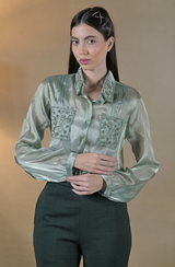 Green Embroidered Co Ord Set