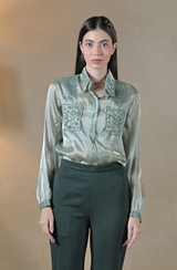 Green Embroidered Co Ord Set