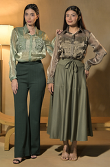 Green Embroidered Co Ord Set