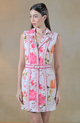 White Floral Linen & Lace Dress