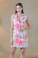 White Floral Linen & Lace Dress