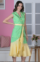 Green & Cream Skirt Set