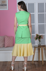 Green & Cream Skirt Set