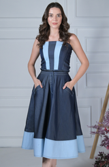 Dark Blue Denim Corset & Skirt Set