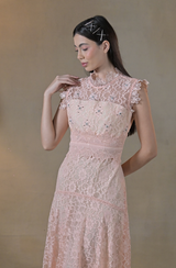Peach Embroidered Asymmetrical Dress