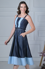 Dark Blue Denim Corset & Skirt Set