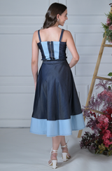 Dark Blue Denim Corset & Skirt Set