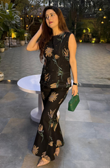 Aaina Khanna in Black Floral Denim Co Ord Set
