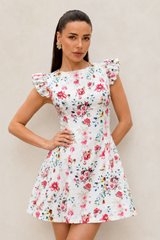 White Floral Embroidered Dress