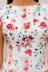 White Floral Embroidered Dress