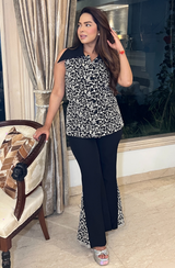Chandni Girdhar in Black & White Sleeveless Jacket Set