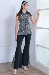 Black & White Sleeveless Jacket Set