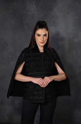 Black Shimmer Tweed Cape
