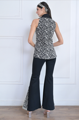 Black & White Sleeveless Jacket Set