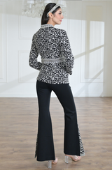 Black & White Embroidered Belted Jacket Set