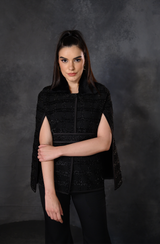 Black Shimmer Tweed Cape