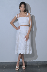 White Lace Skirt Set