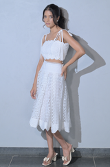 White Lace Skirt Set