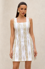 White & Golden Panel Dress