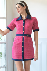 Pink Tweed & Denim Dress