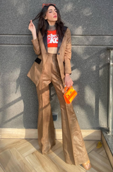 Brown Blazer Pant Set