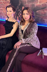 Brown Embroidered Blazer Pant Set